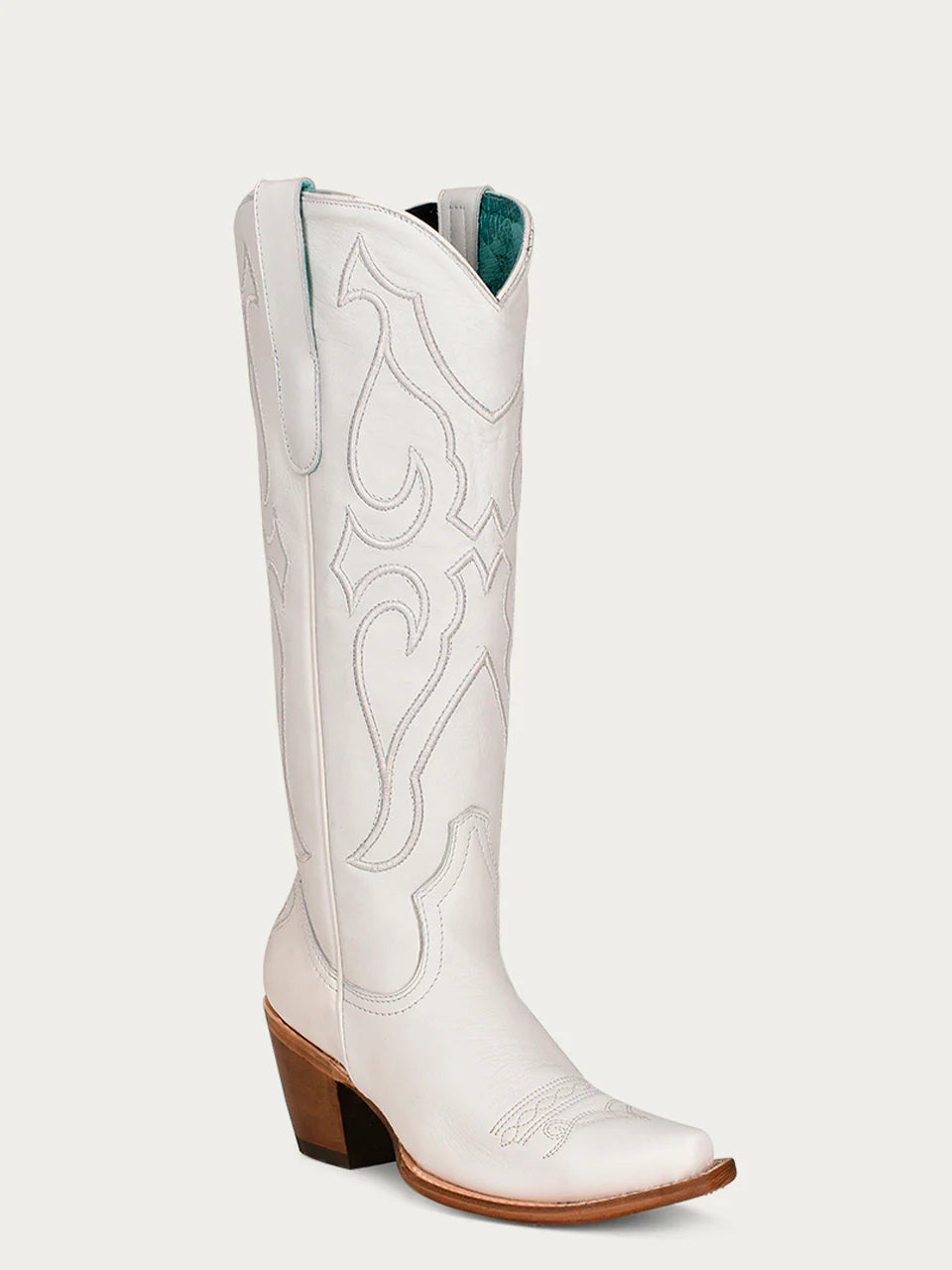 White Tall Leather Cowboy Boots