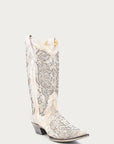 White Glitter Leather Cowboy Boots