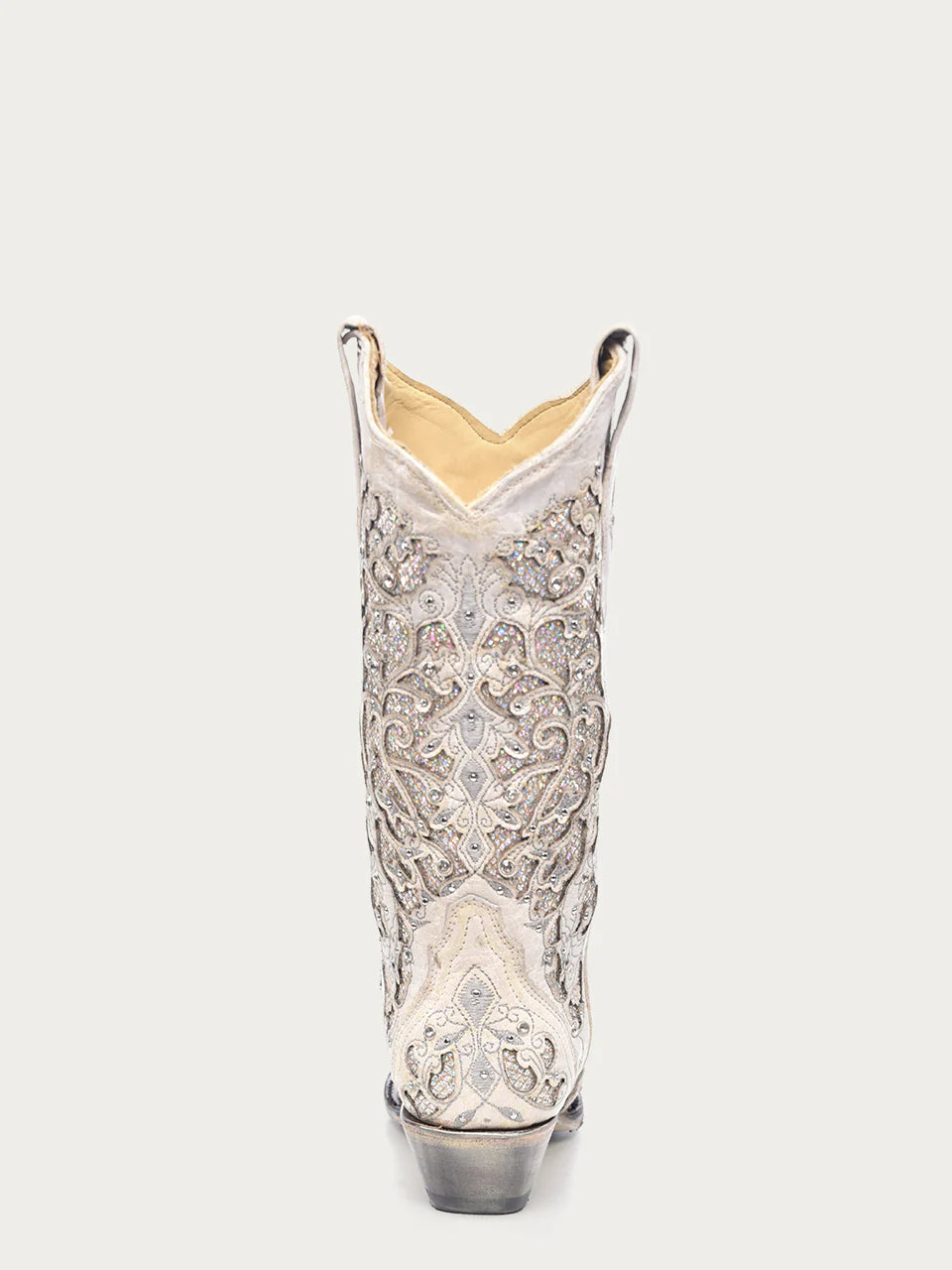 White Glitter Leather Cowboy Boots