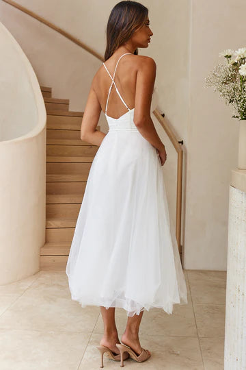 White Tulle Middie Dress