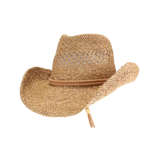 String Straw Cowboy Hat