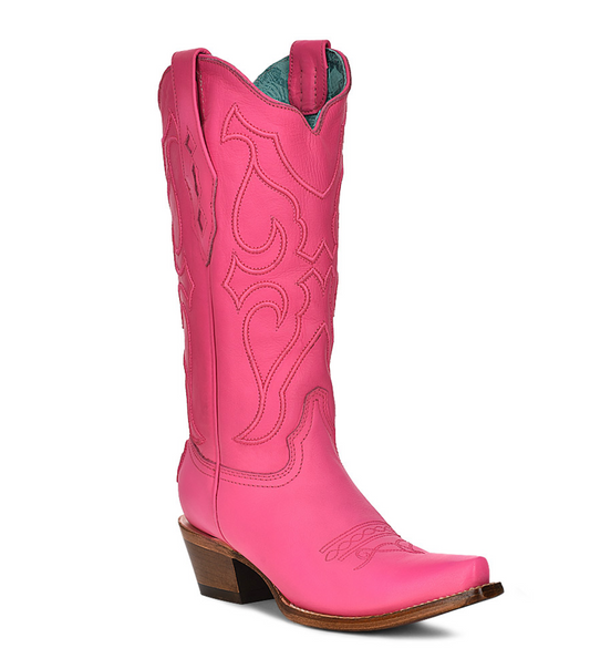 Neon Hot Pink Leather Boots