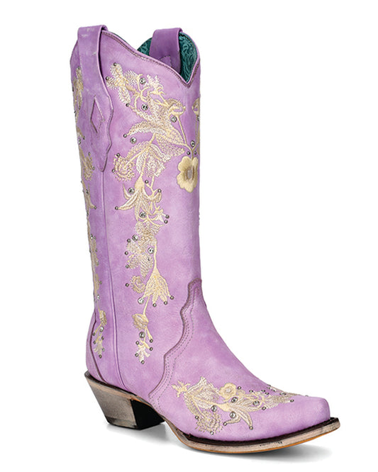 Ladies Lilac Rhinestone Snip Toe Boots